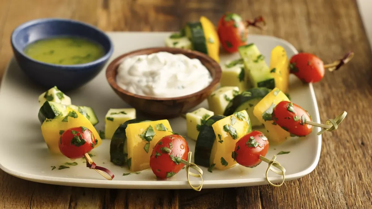 Fresh Vegetable Kabobs with Jalapeño Aioli