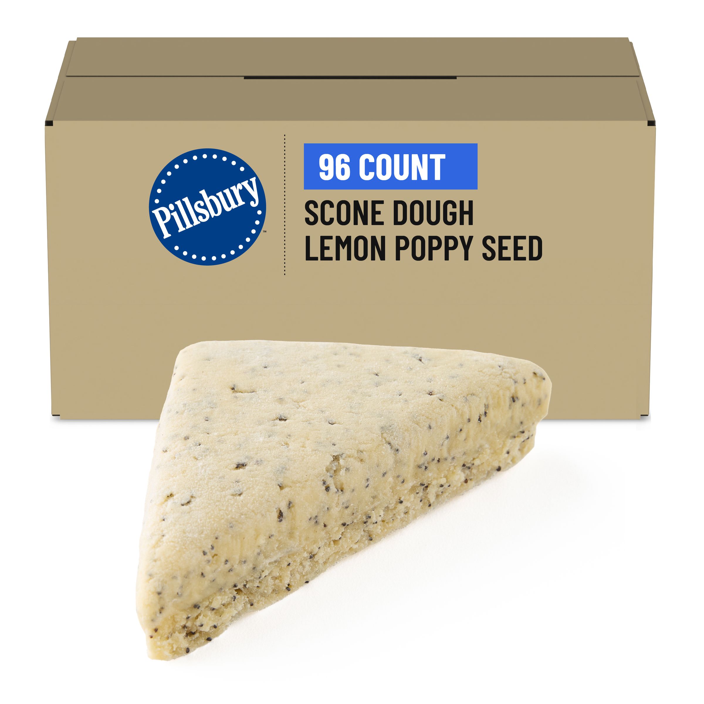  Case Optimized Hero Pillsbury Frozen Scone Dough Bulk Place & Bake Lemon Poppy Seed 96/3.75 OZ