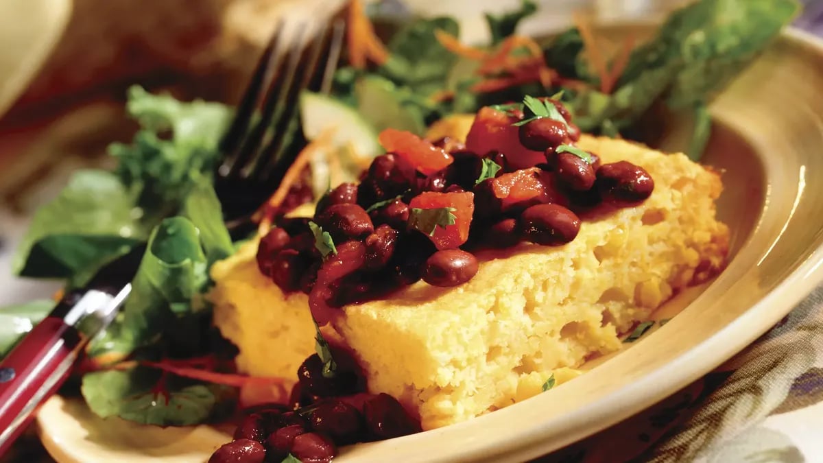 Triple-Corn Squares with Bean Sauce