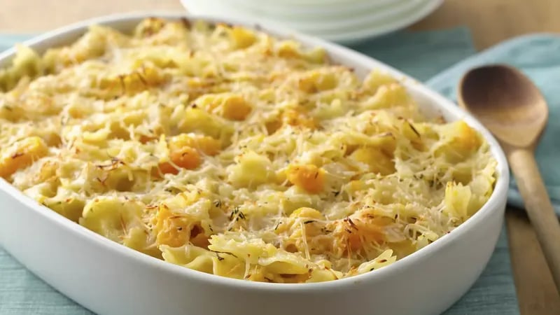 Baked Bow-Tie Pasta and Winter Squash 
