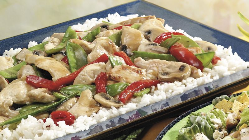 Vegetable-Chicken Stir-Fry with Rice