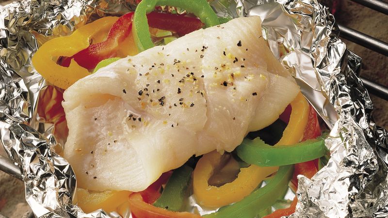 Grilled top fish steaks
