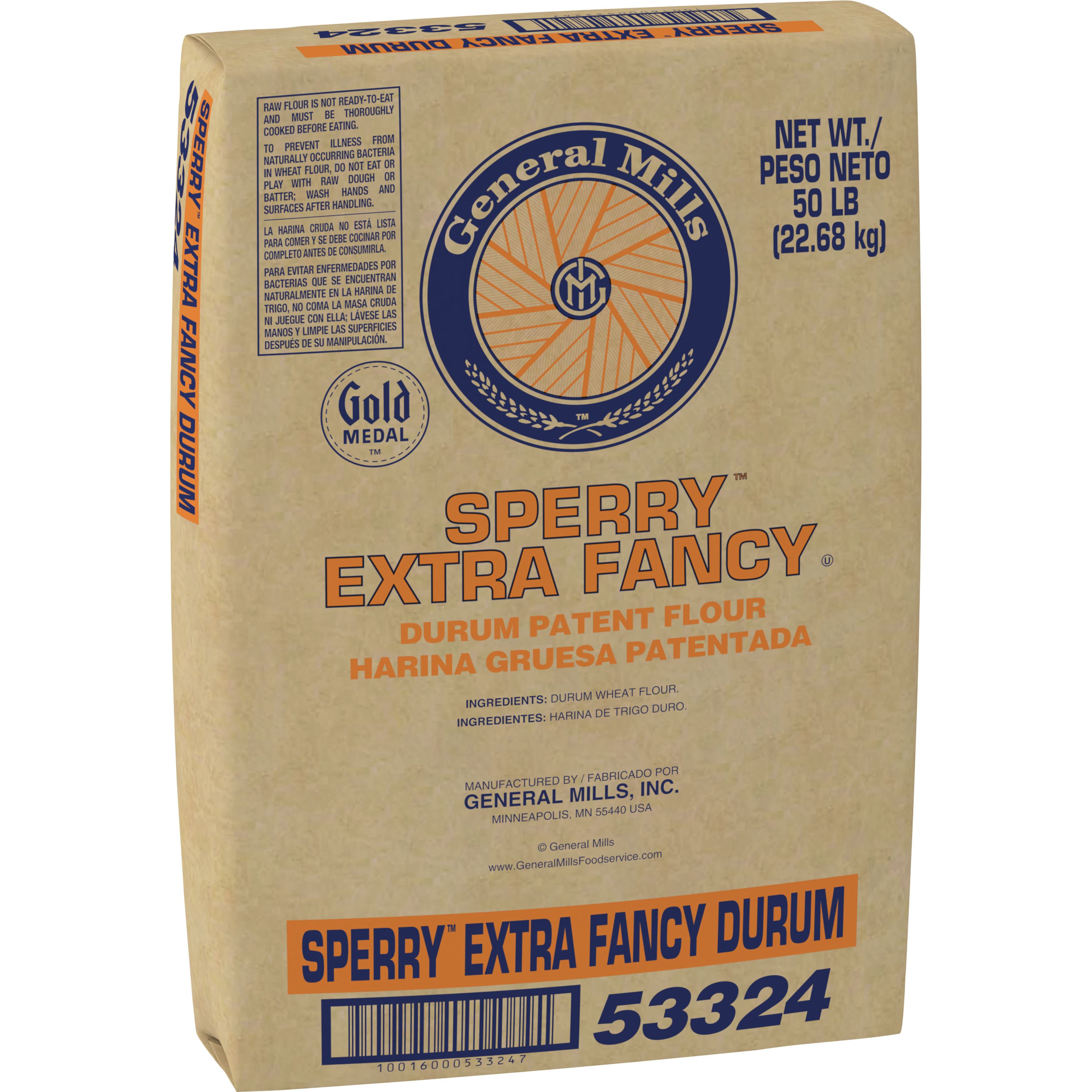 Case - Left Front 3D Gold Medal(TM) Sperry(TM) Extra Fancy Flour Durum Patent Untreated 50 lb