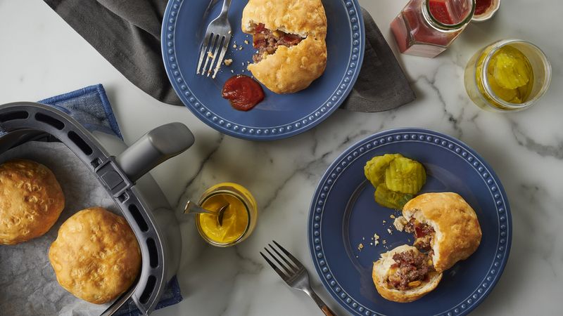 Air Fryer Bacon Cheeseburger Biscuit Bombs
