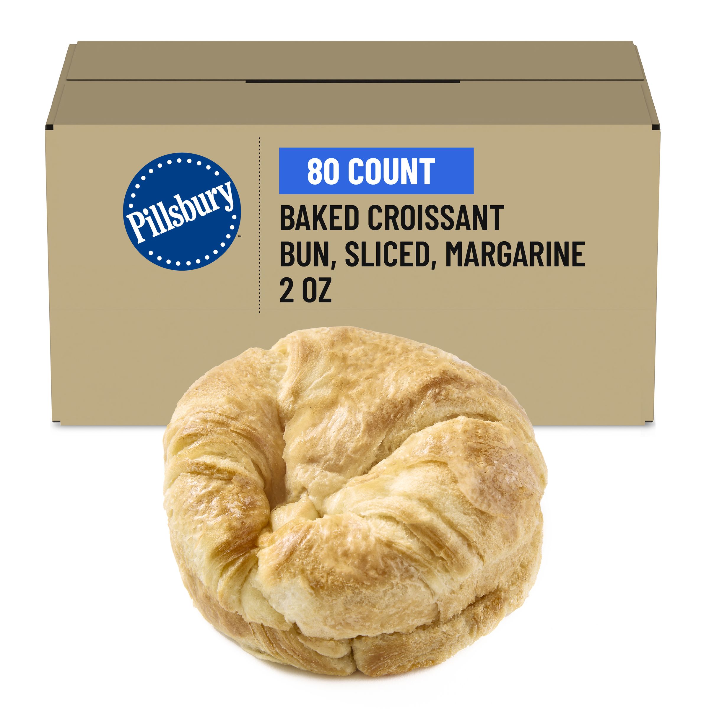 Case Optimized Hero Pillsbury(TM) Frozen Baked Croissant Bun Sliced Margarine (80 ct) 2 oz 