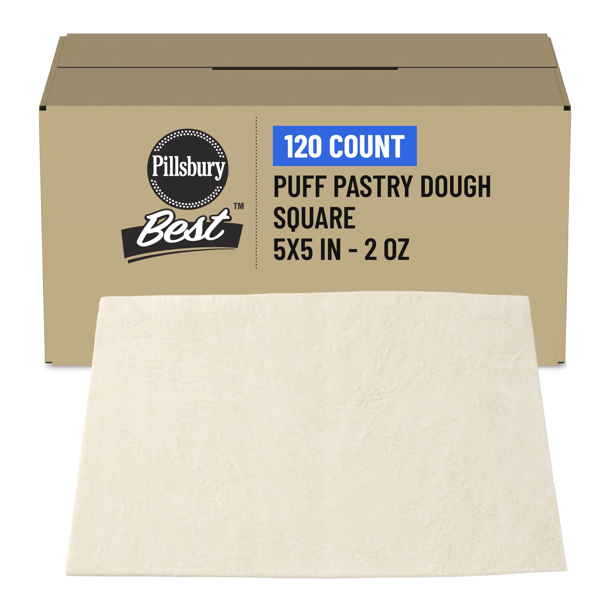  Case Optimized Hero Pillsbury Best Frozen Puff Pastry Dough Bulk Square 5x5 in 120/2 OZ