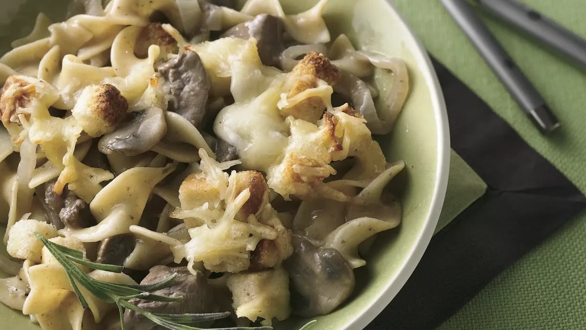 French Onion-Beef-Noodle Bake