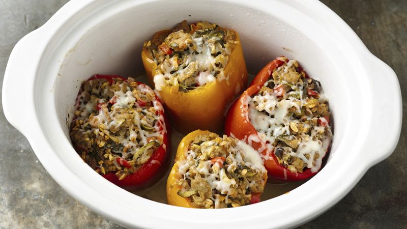 Slow-Cooker Italian Sausage and Farro Stuffed Peppers