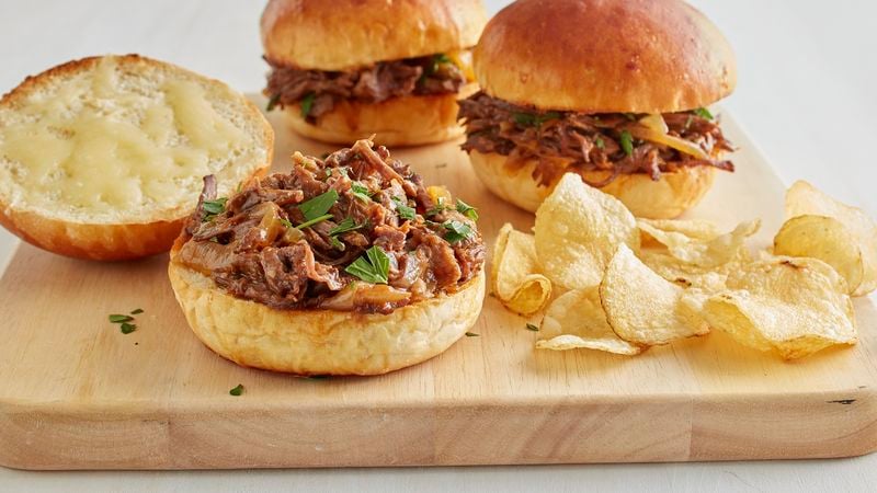 Slow-Cooker French Onion Shredded Beef Sandwiches