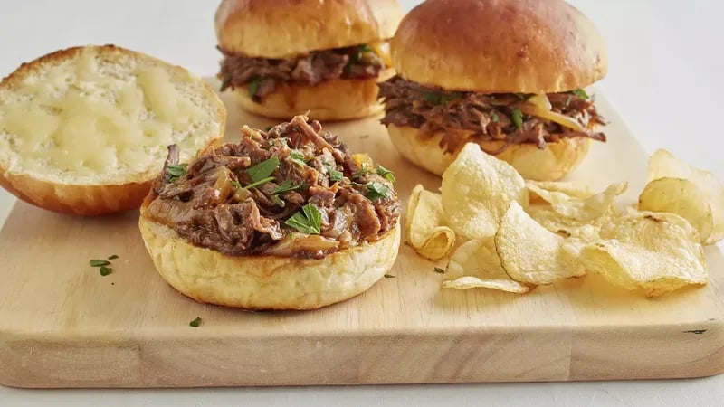 Slow-Cooker French Onion Shredded Beef Sandwiches