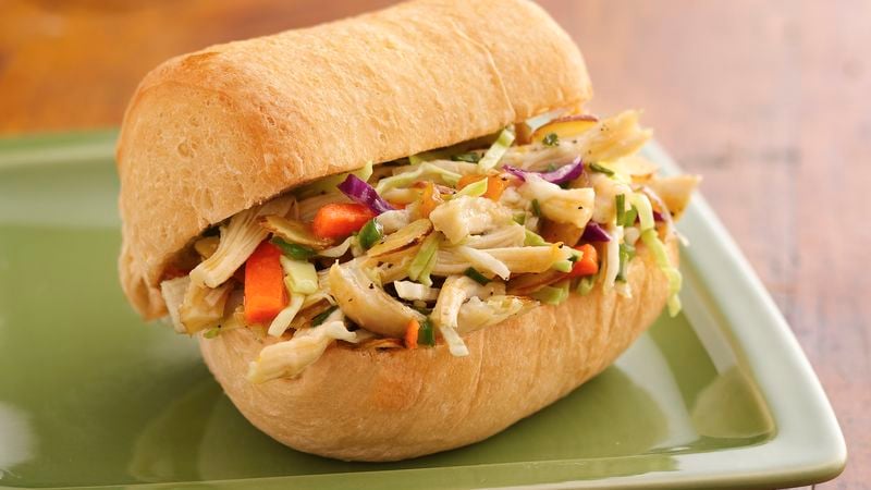 Tangy Asian Chicken and Coleslaw Rolls