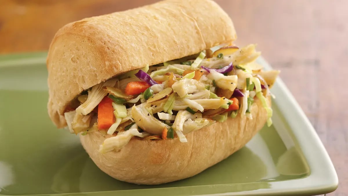 Tangy Asian Chicken and Coleslaw Rolls