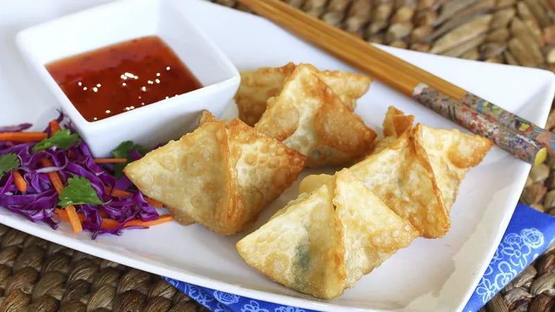 Goat Cheese and Bacon Wontons with Dipping Sauce