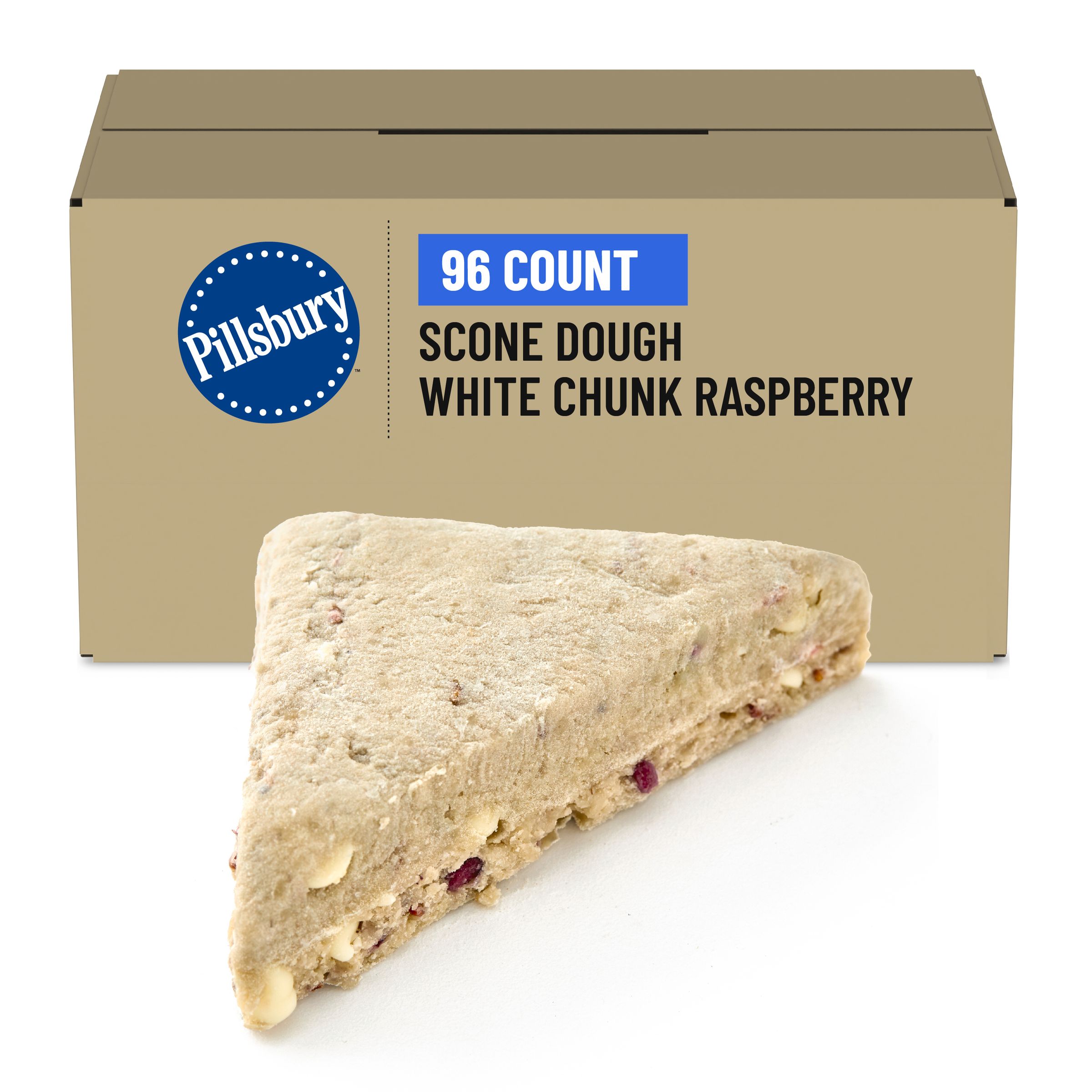  Case Optimized Hero Pillsbury Frozen Scone Dough Bulk Place & Bake White Chunk Raspberry 96/3.75 OZ