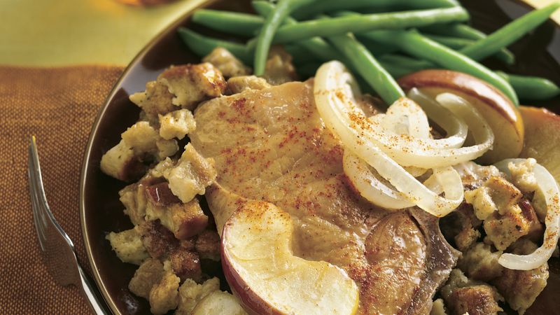 Pork Chops and Apples with Stuffing