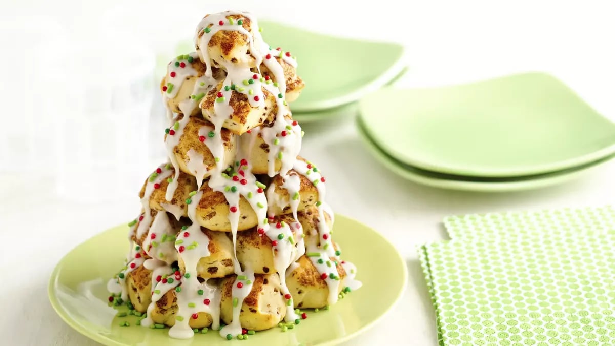 Stacked Cinnamon Roll Christmas Tree