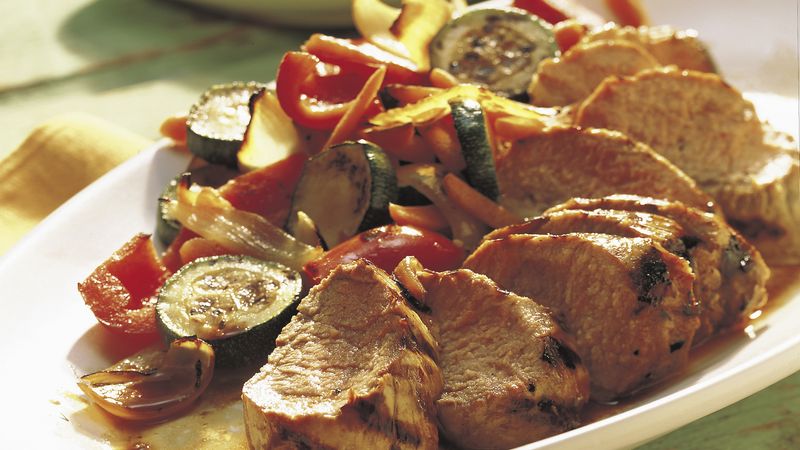 Grilled Pork Tenderloins with Vegetable Medley