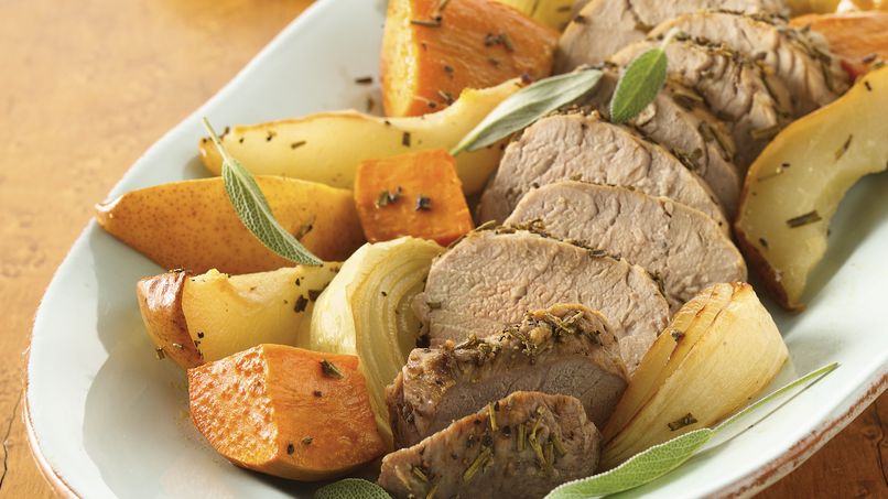 Gluten-Free Roasted Pork Tenderloins with Sweet Potatoes and Pears