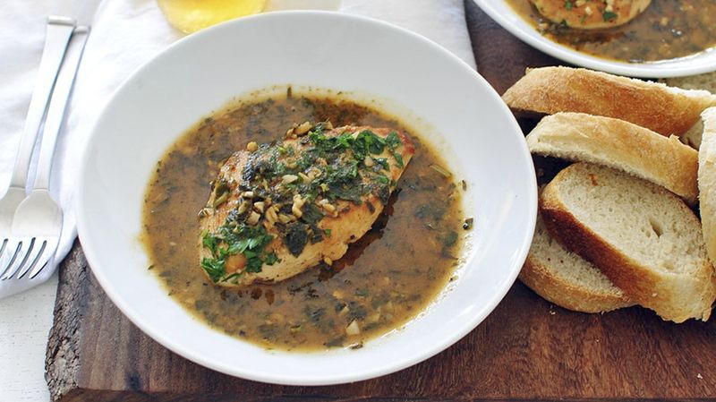 Beer-Braised Chicken with Crusty Bread