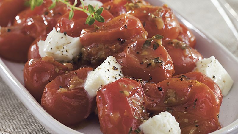 Pan-Sautéed Grape Tomatoes with Mozzarella