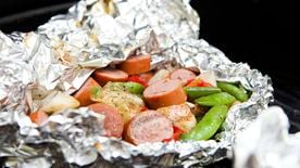 Grillwurst and Summer Vegetable Foil Packets - Pillers