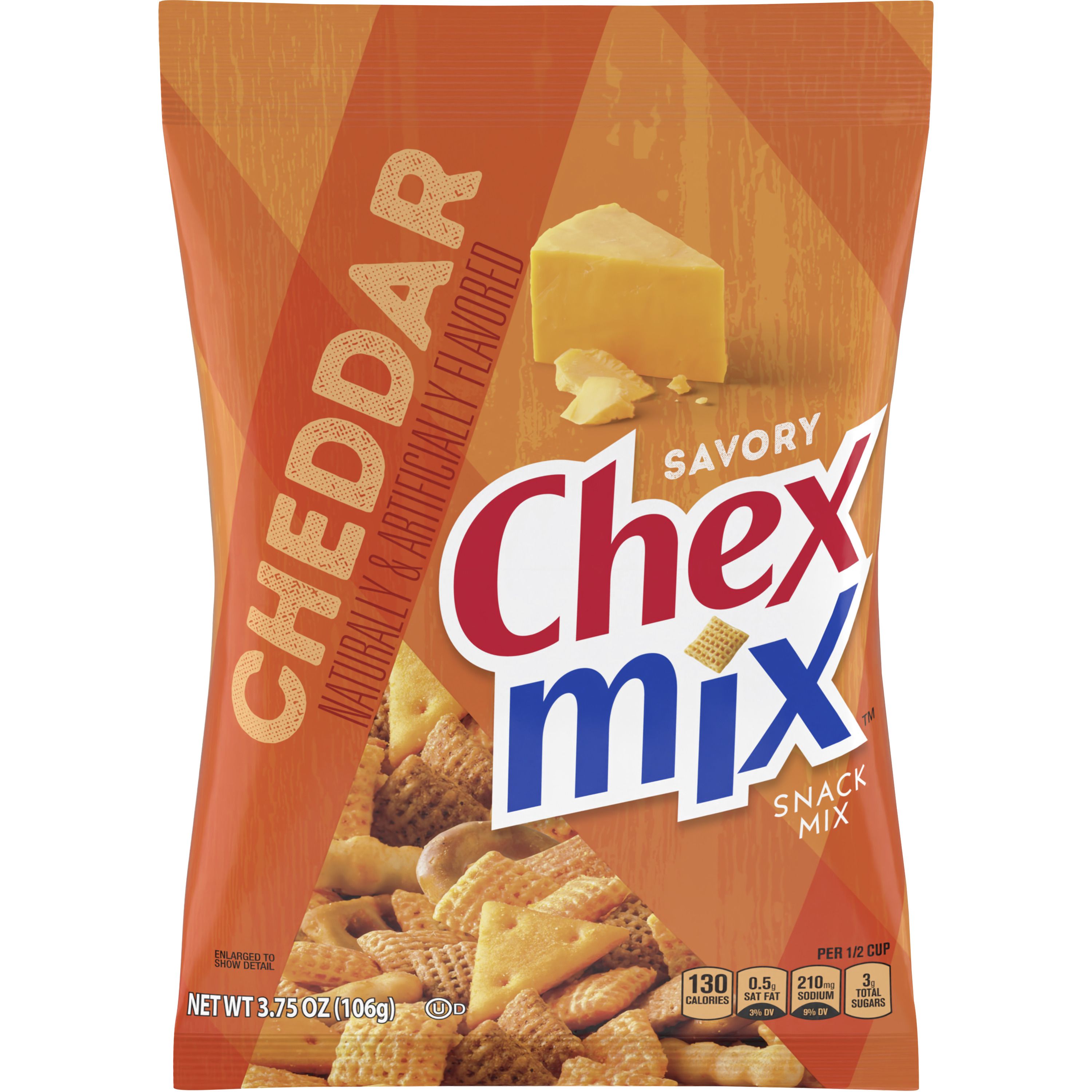 Chex Mix Cheddar Snack Mix - Cheddar Cheese, Corn, Wheat - 3.75 oz - 8 / Carton Chex Mix Cheddar Snack Mix - Cheddar Cheese, Corn, Wheat - 3.75 oz - 8 / Carton