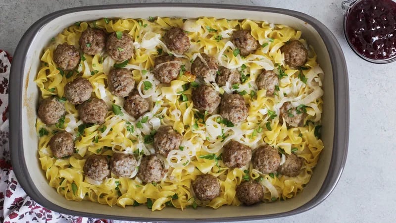 Swedish Meatball Noodle Bake