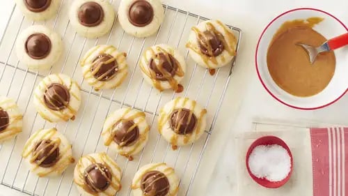 Chocolate-Salted Caramel Blossom Cookies