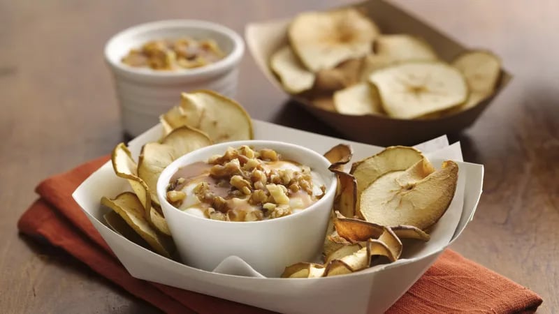 Apple Chips with Salted Caramel Yogurt Dip