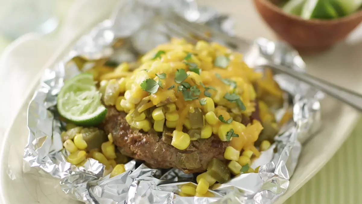 Green Chile Cheddar Burger Foil Packs