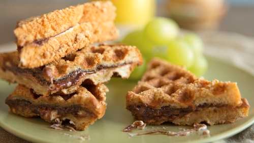 Peanut Butter French Toast on mini waffle maker