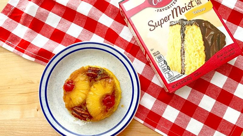 Mini Pineapple Upside Down Cakes in Ramekins - Dessert for Two