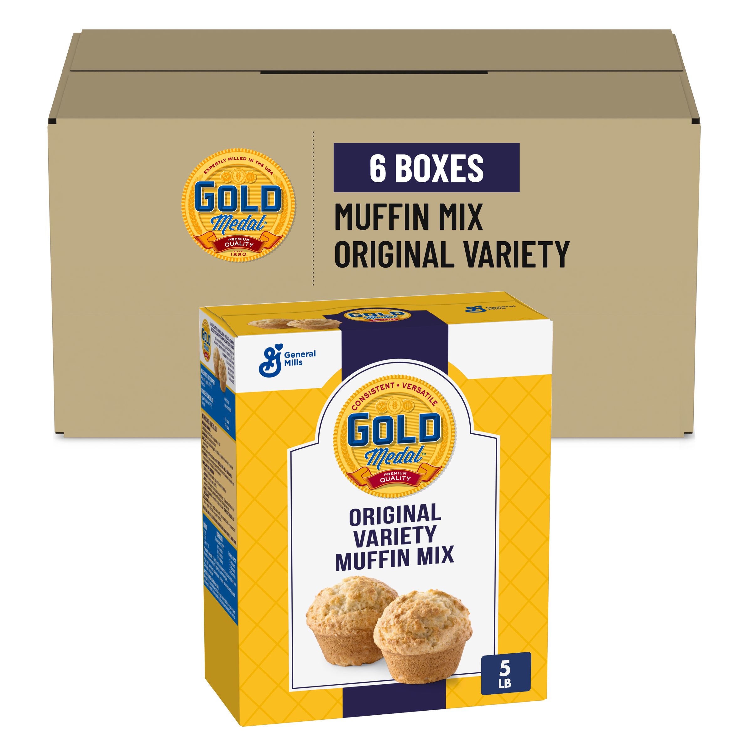  Case Optimized Hero Gold Medal Muffin Mix Box Original Variety 6/5 LB