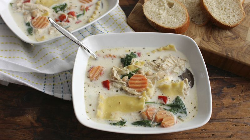 Slow-Cooker White Chicken Lasagna Soup