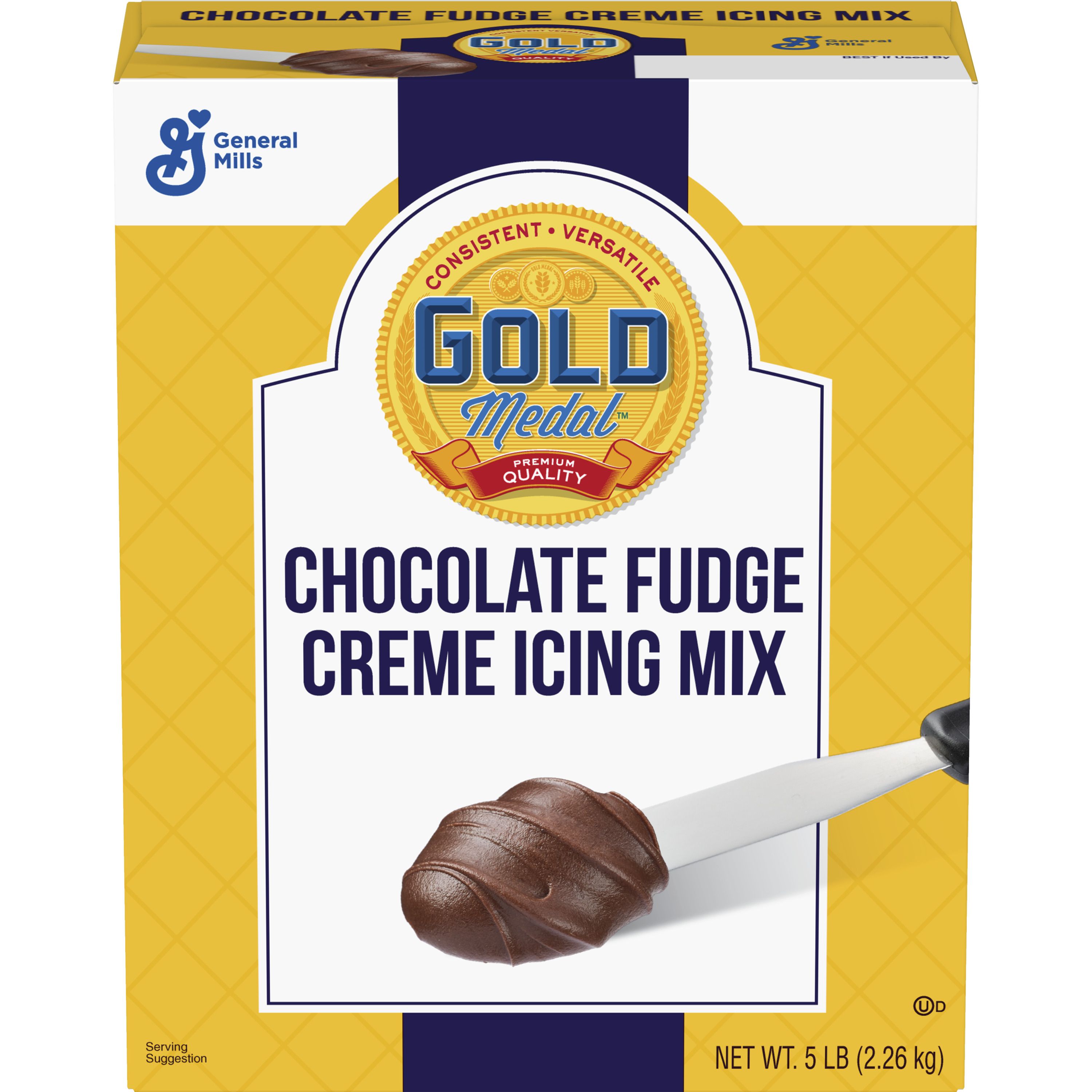 Case - Front 3D Gold Medal Icing Mix Box Chocolate Fudge 6/5 LB