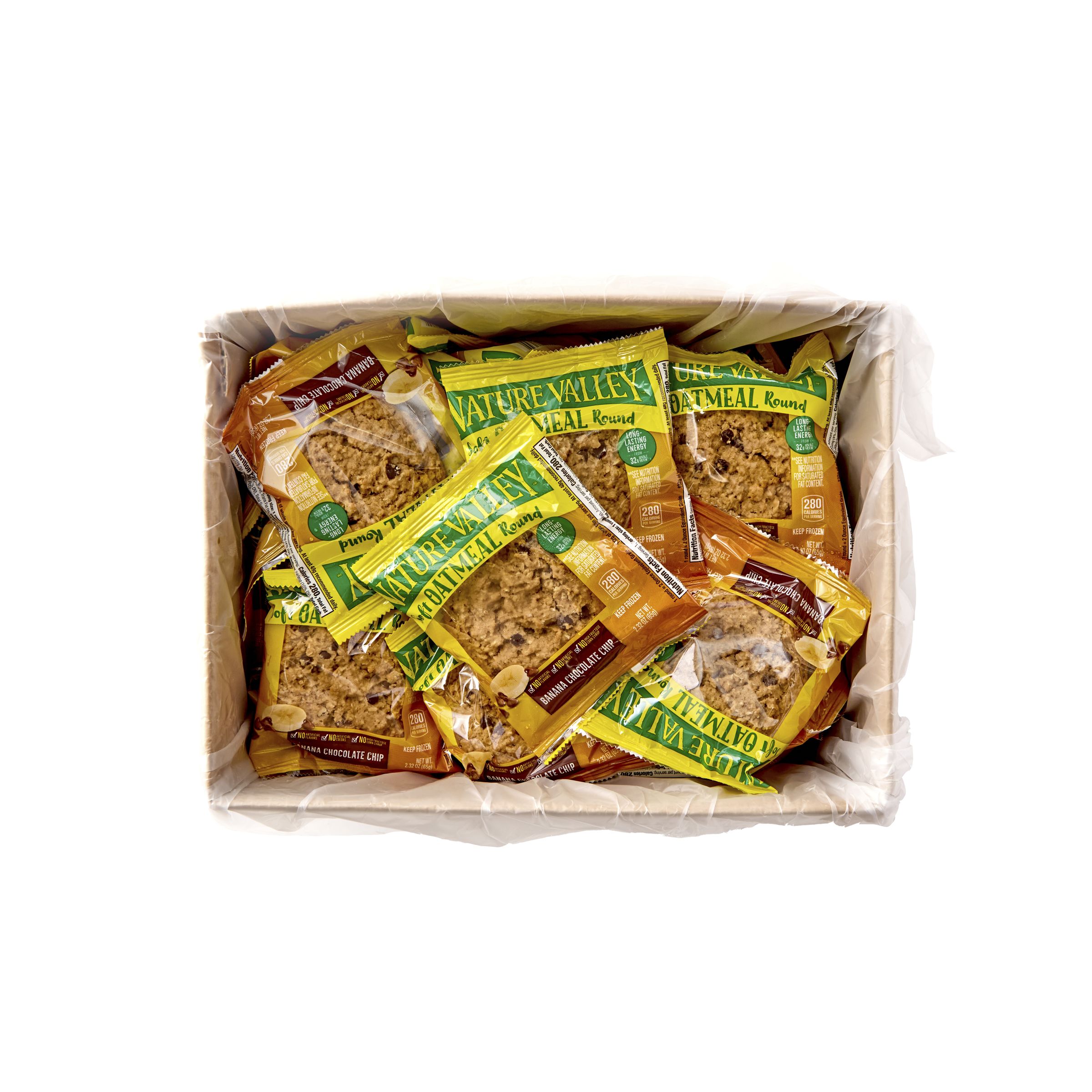  Open Case Nature Valley Frozen Meals Oatmeal Round Single Serve Pouch Banana Chocolate Chip 72/2.32 OZ