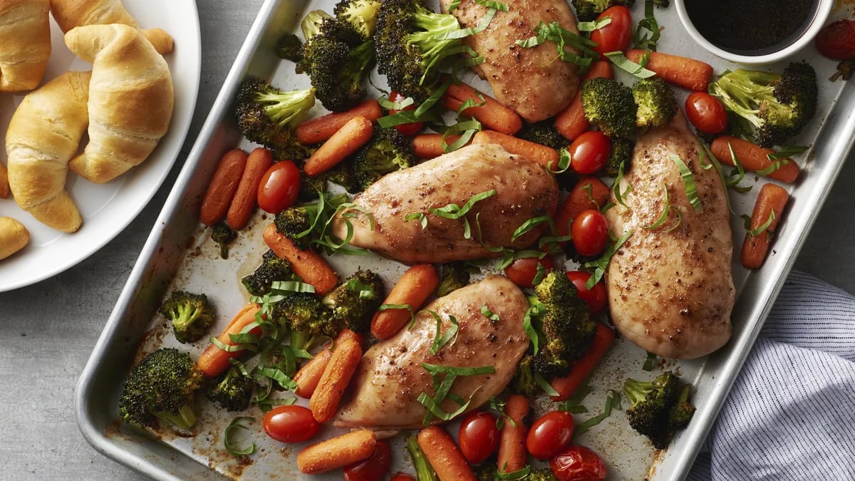 Sheet-Pan Balsamic-Honey Chicken and Vegetables