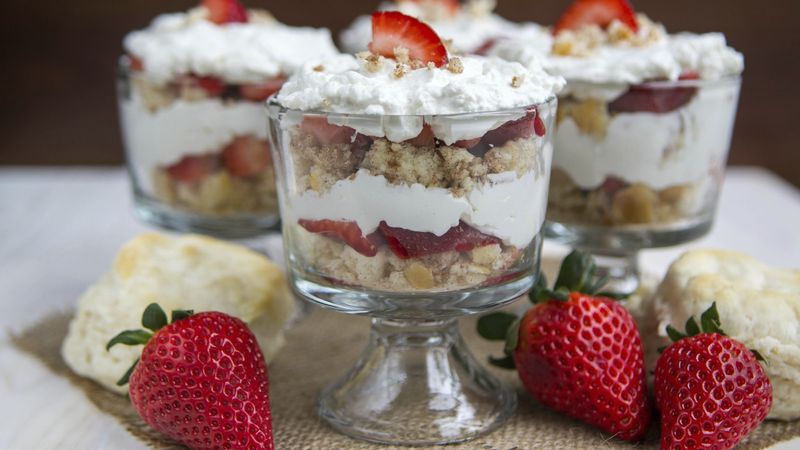 Strawberries and Cream Mini Biscuit Trifles