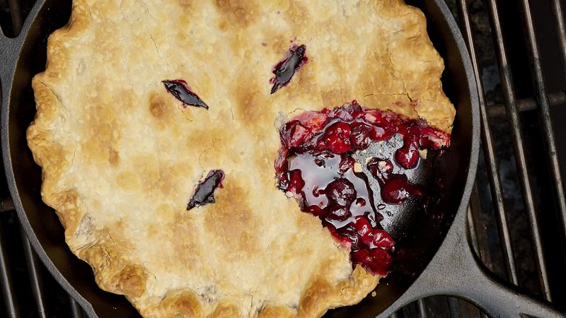 Grilled Cherry-Berry Skillet Pie