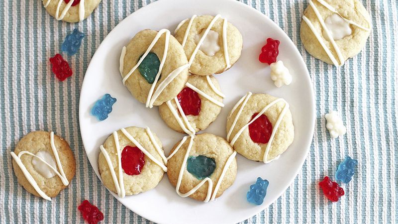 Patriotic Gummy Bear Thumbprint Cookies