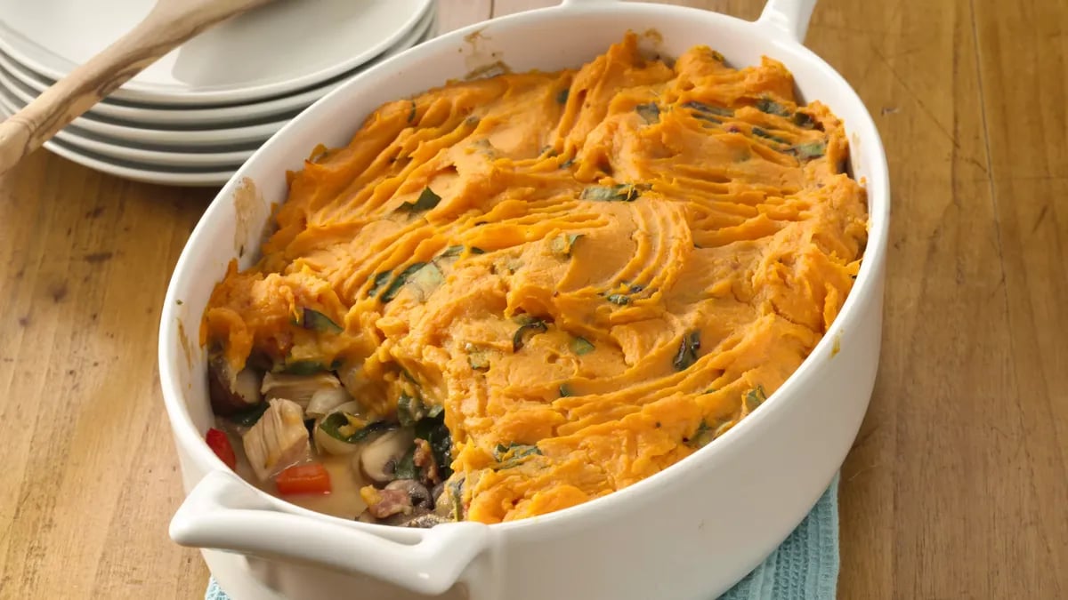 Chicken-Mushroom Pot Pie with Sweet Potato Crust