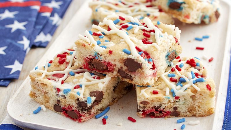 Loaded Red, White and Blue Cookie Bars