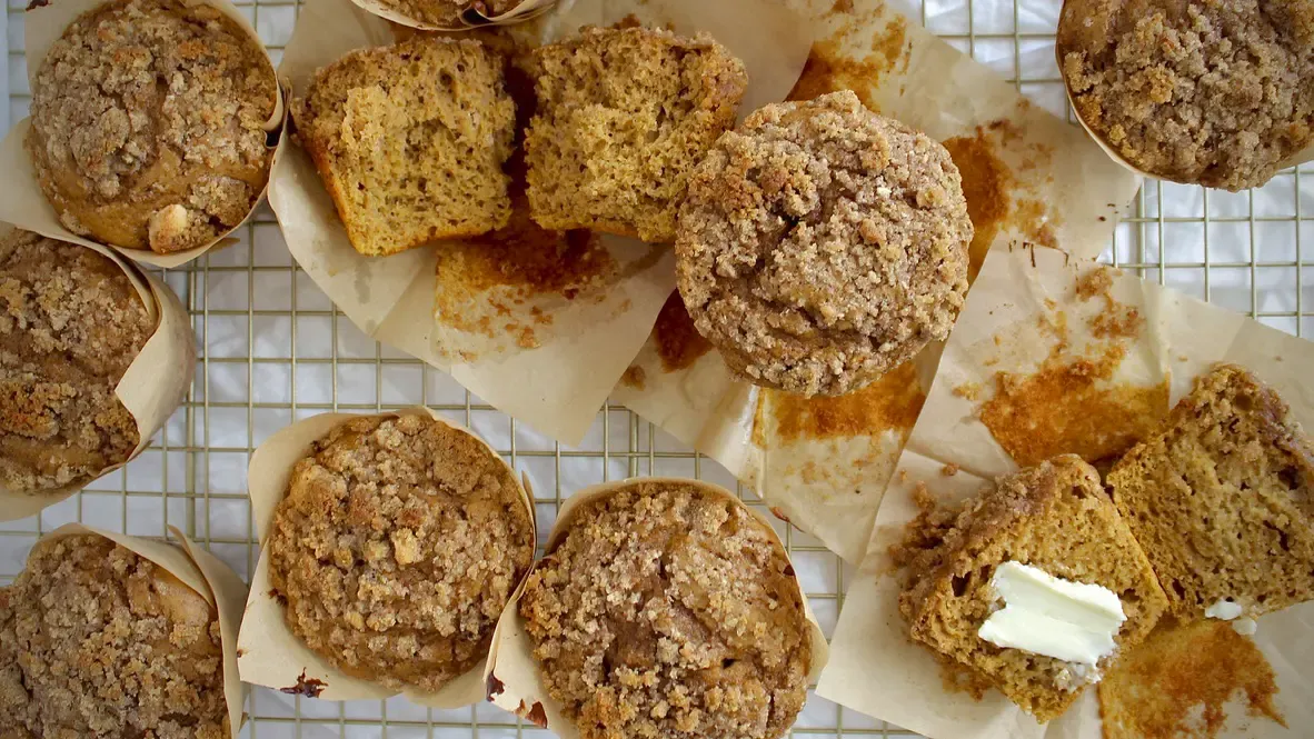 Pumpkin Protein Muffins with Protein Streusel Topping