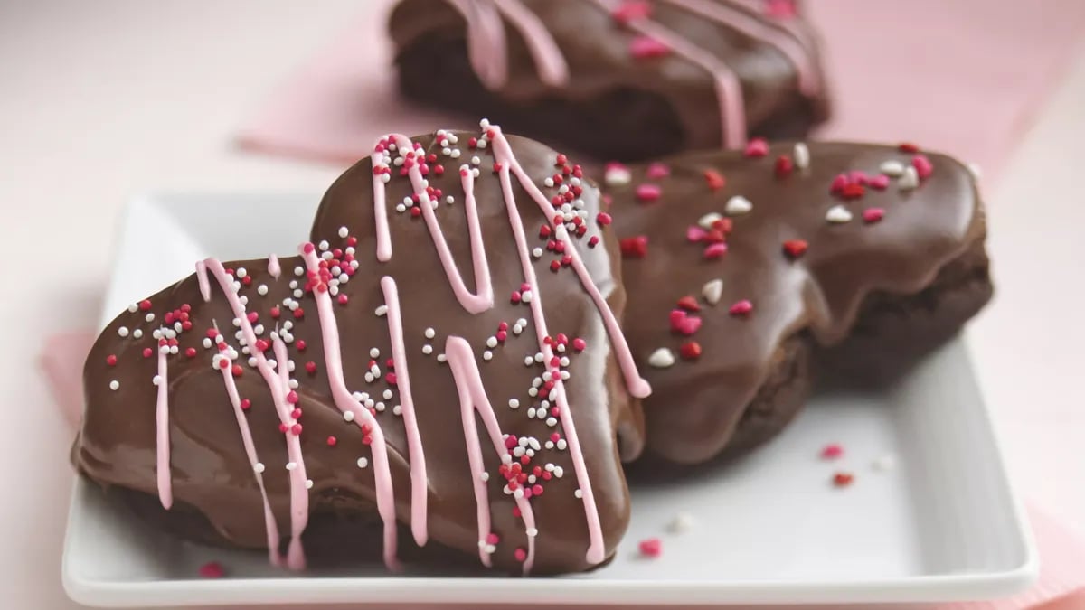 Traditional Glazed Brownie Hearts