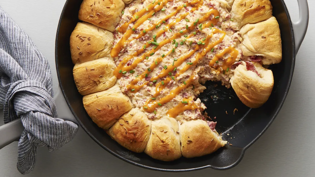 Reuben Skillet Dip and Biscuit Sliders