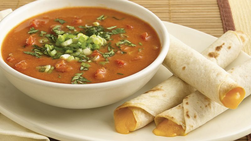 Creamy Bean Soup with Taquito Dippers