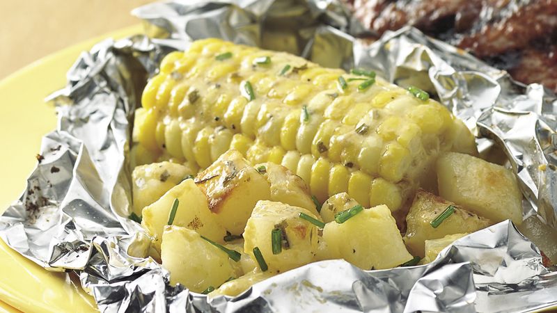 Grilled Bearnaise Corn and Potato Foil Packs