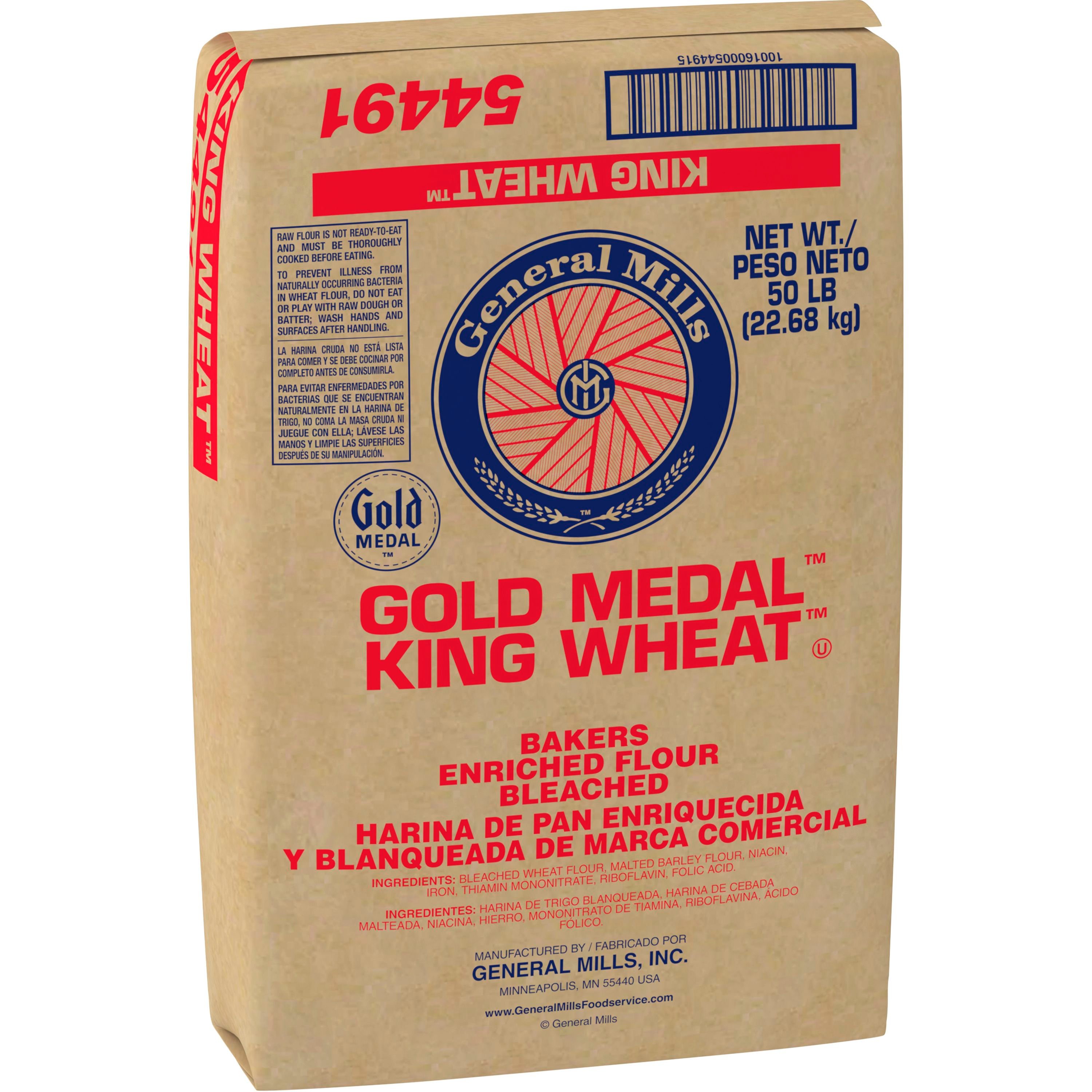 Case - Left Front 3D Gold Medal(TM) King Wheat(TM) Bakers Flour Enriched Bleached 50 lb