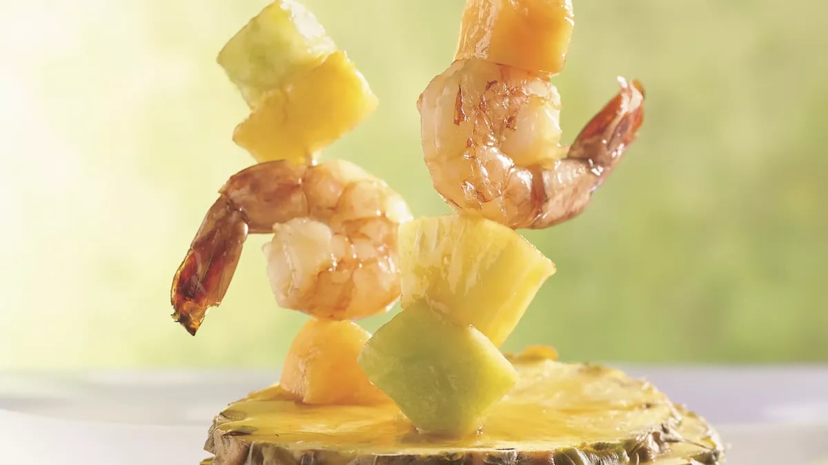 Shrimp, Melon and Pineapple Kabobs