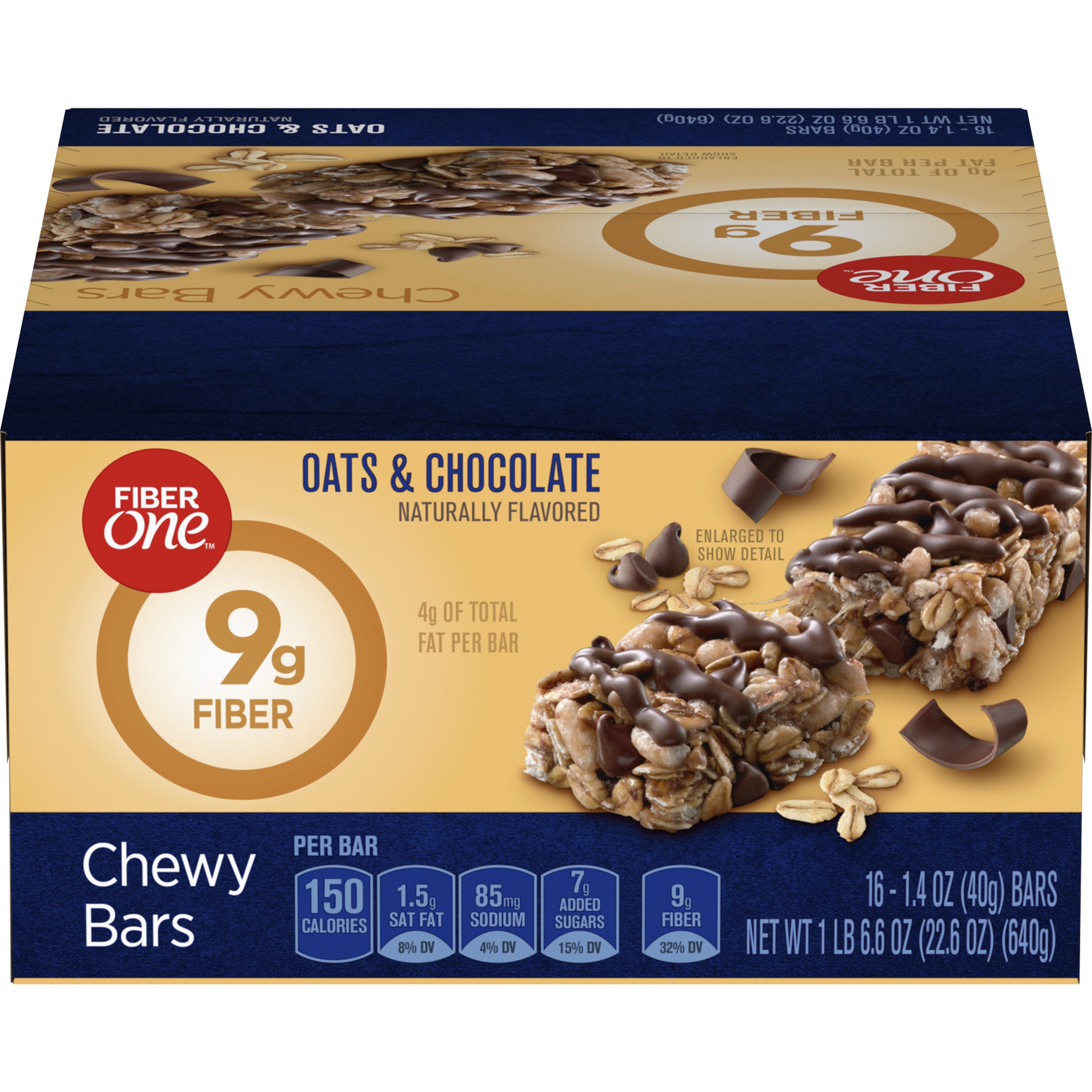 Front - 3D Fiber One Snack Bar Single Serve Pouch Oats & Chocolate 8/22.6 OZ